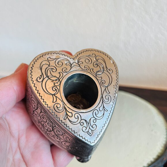Brighton Silver Heart Shaped Candle Stick Holder Grandma 90s Cottagecore Rustic - Picture 11 of 13